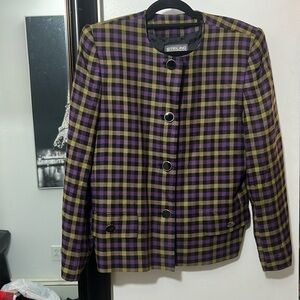 STIRLING COOPER vintage purple gold and black button up blazer size 14